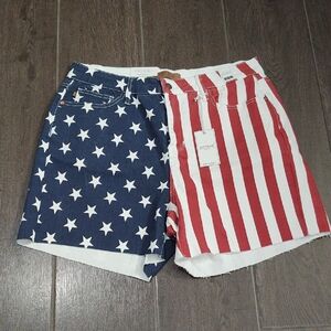 Judy Blue Red White and Blue Denim High Waist Shorts size 2XL